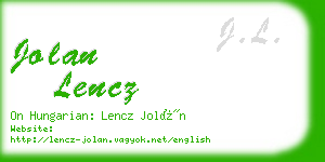 jolan lencz business card